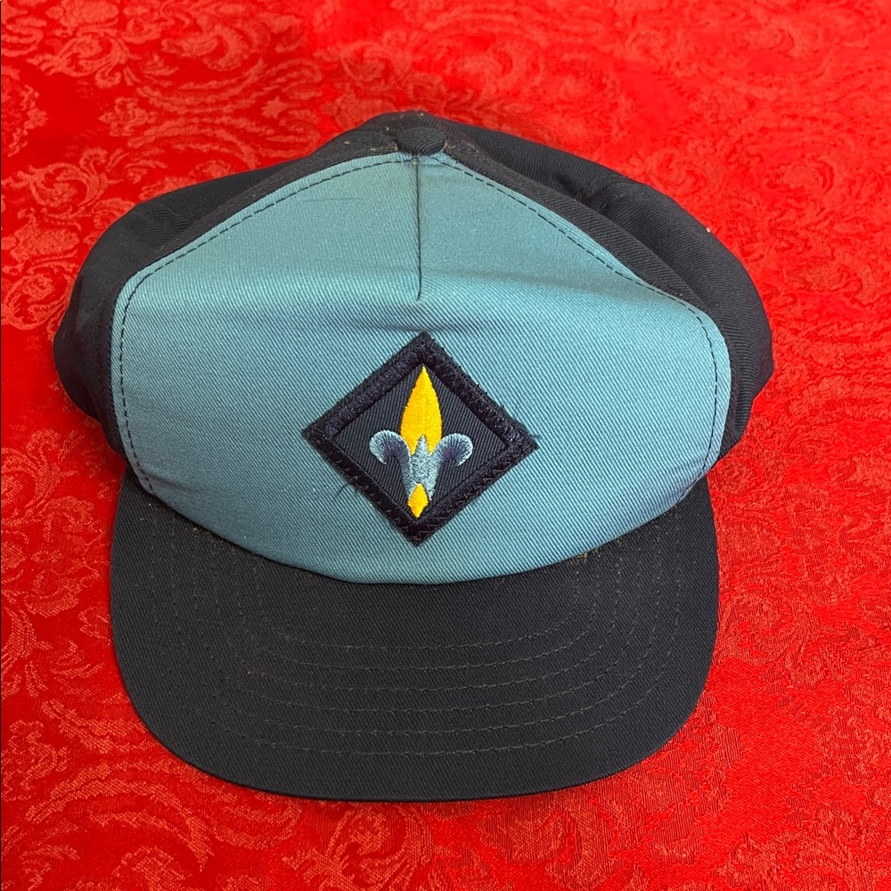 Teal Black Camp Style Hat Fleur De Lis Patch Made in USA